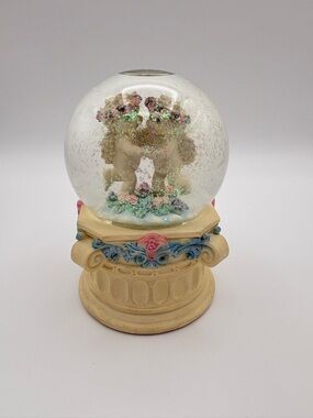 Vintage Dreamsicle Angel Musical Snow Globe Westland D8517 Floral Cherubs